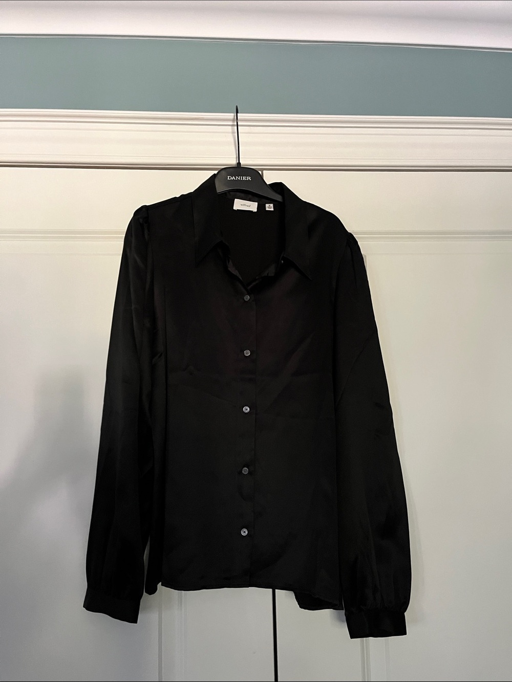 Women’s Black Silk Button-Up Shirt